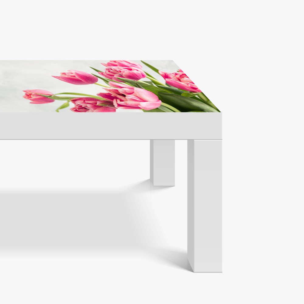 Naklejka na biurko i stół elegancki bukiet różowych tulipanów – Wallissimo® Naklejka na biurko i stół elegancki bukiet różowych tulipanów – Wallissimo®