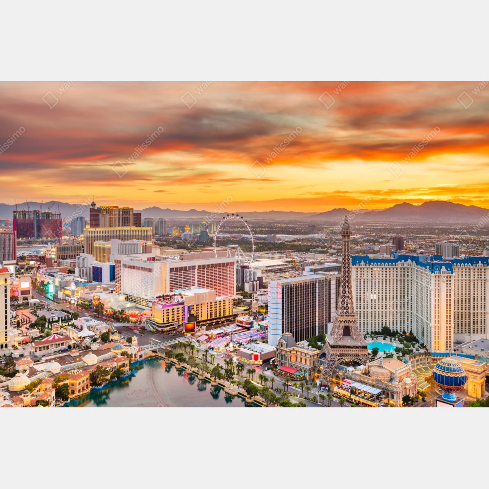 Naklejka na biurko i stół Las Vegas panorama o zmierzchu – Wallissimo® Naklejka na biurko i stół Las Vegas panorama o zmierzchu – Wallissimo®