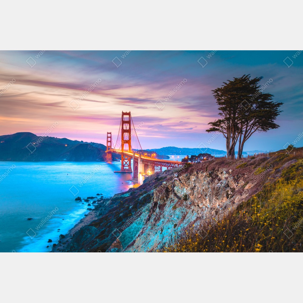 Naklejka na biurko i stół Golden Gate Bridge o zmierzchu – Wallissimo® Naklejka na biurko i stół Golden Gate Bridge o zmierzchu – Wallissimo®