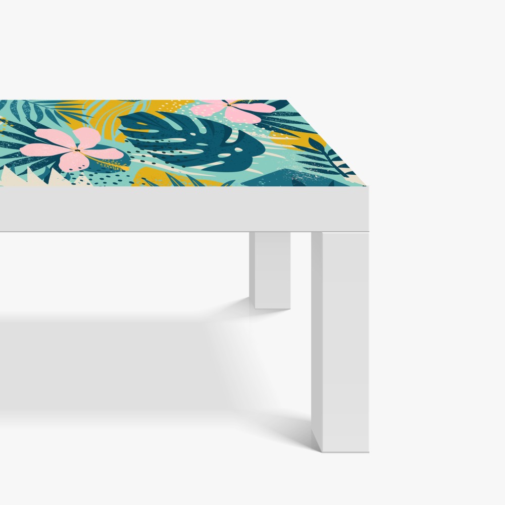 Naklejka na biurko i stół tropikalne liście i kwiaty – Wallissimo® Naklejka na biurko i stół tropikalne liście i kwiaty – Wallissimo®