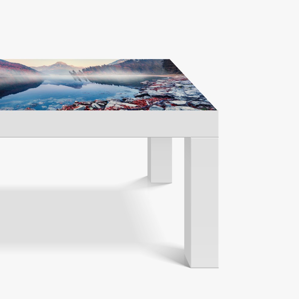 Naklejka na biurko i stół mglisty jesienny poranek nad Obersee, Alpy Szwajcarskie – Wallissimo® Naklejka na biurko i stół mglisty jesienny poranek nad Obersee, Alpy Szwajcarskie – Wallissimo®