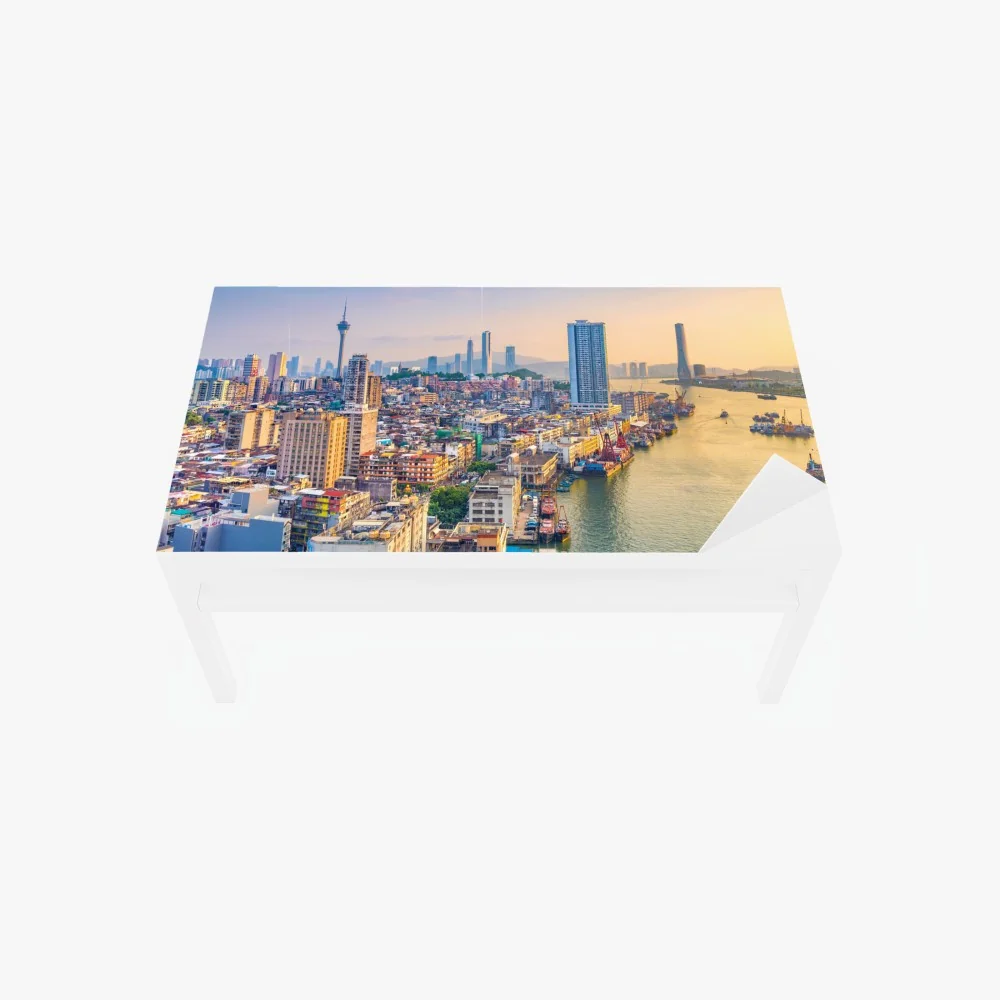 Naklejka na biurko i stół Macao panorama miasta o zachodzie słońca – Wallissimo® Naklejka na biurko i stół Macao panorama miasta o zachodzie słońca – Wallissimo®