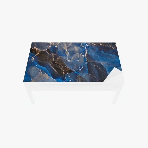 Naklejka na biurko i stół wzór akwarelowy z liśćmi eukaliptusa na ciemnozielonym tle – Wallissimo®