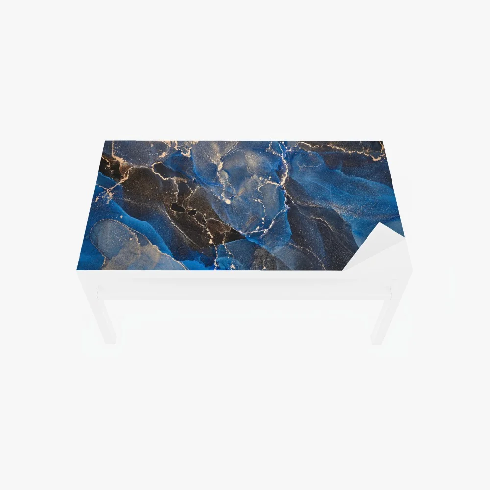 Naklejka na biurko i stół luksusowe niebiesko-złote abstrakcyjne fale – Wallissimo® Naklejka na biurko i stół luksusowe niebiesko-złote abstrakcyjne fale – Wallissimo®