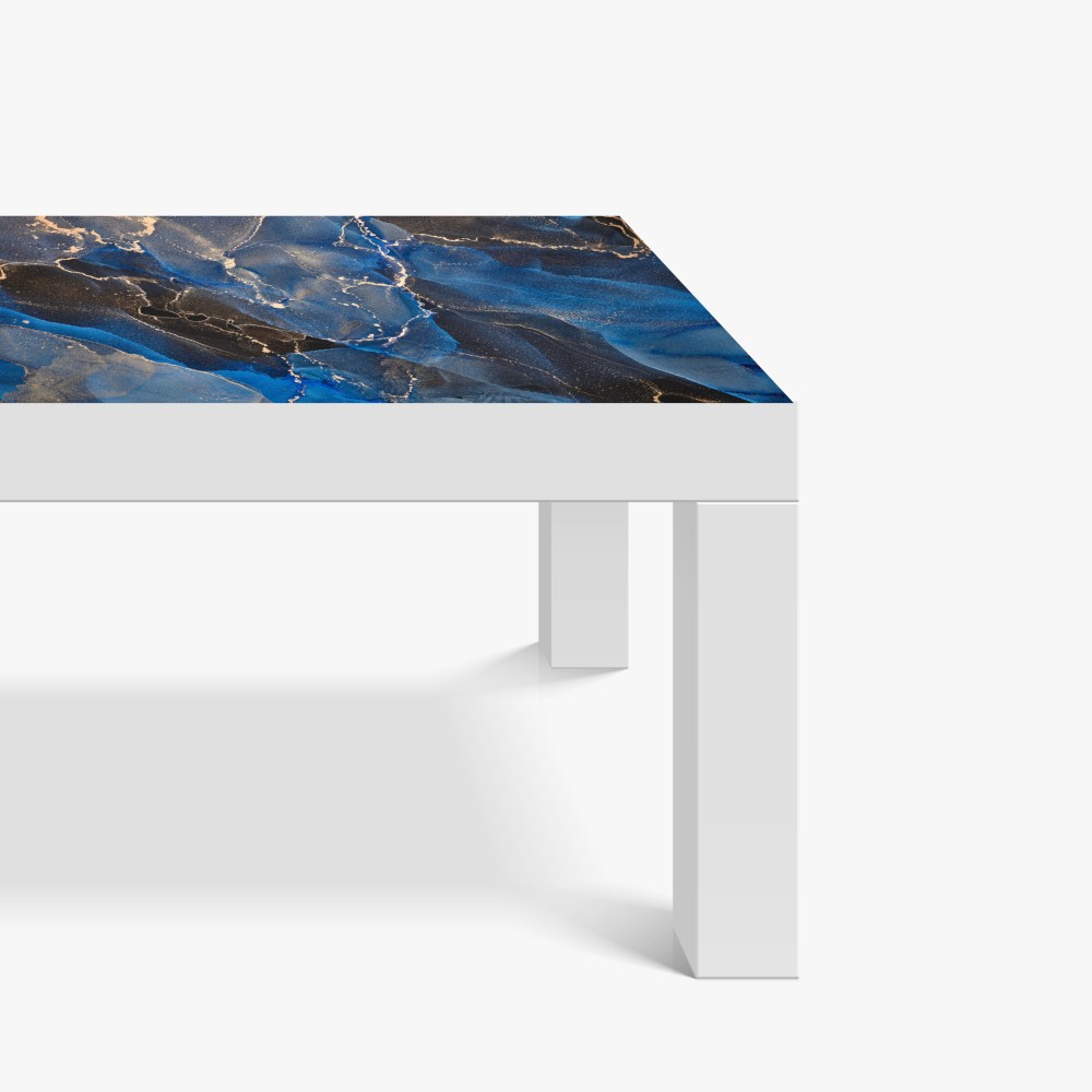 Naklejka na biurko i stół luksusowe niebiesko-złote abstrakcyjne fale – Wallissimo® Naklejka na biurko i stół luksusowe niebiesko-złote abstrakcyjne fale – Wallissimo®