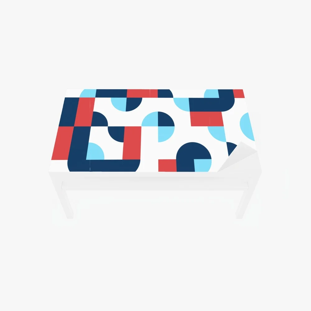 Naklejka na biurko i stół odważny geometryczny wzór w granacie i koralu – Wallissimo® Naklejka na biurko i stół odważny geometryczny wzór w granacie i koralu – Wallissimo®