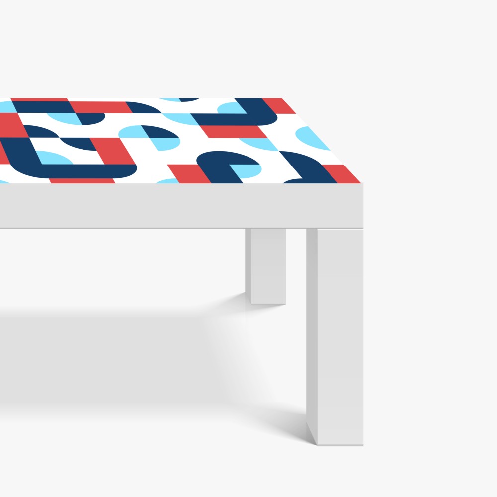 Naklejka na biurko i stół odważny geometryczny wzór w granacie i koralu – Wallissimo® Naklejka na biurko i stół odważny geometryczny wzór w granacie i koralu – Wallissimo®