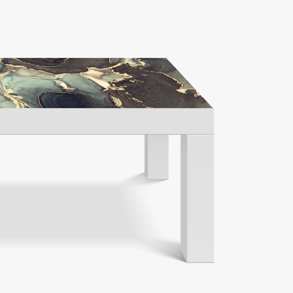 Naklejka na biurko i stół turkusowo-złota abstrakcja w technice alcohol ink – Wallissimo® Naklejka na biurko i stół turkusowo-złota abstrakcja w technice alcohol ink – Wallissimo®