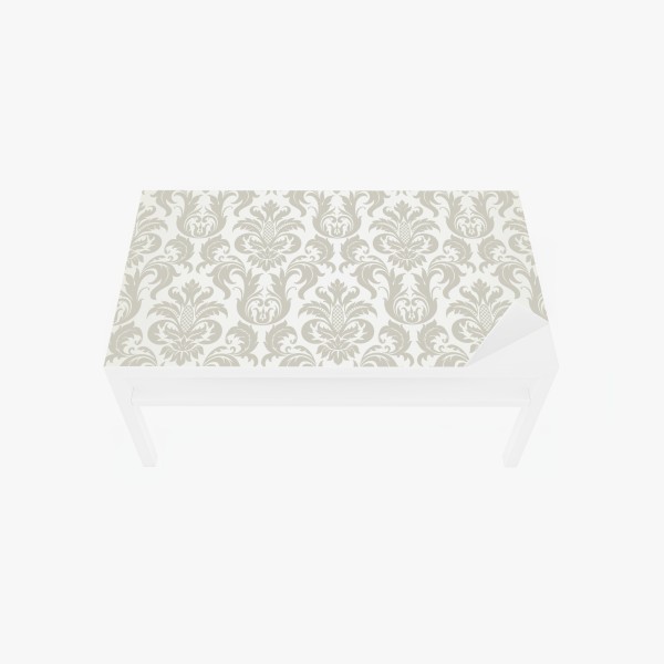 Naklejka na biurko i stół elegancki beżowy wzór damask