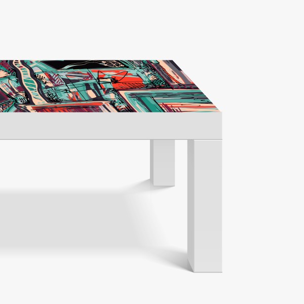 Naklejka na biurko i stół delikatny złoty wzór miłorzębu – Wallissimo®