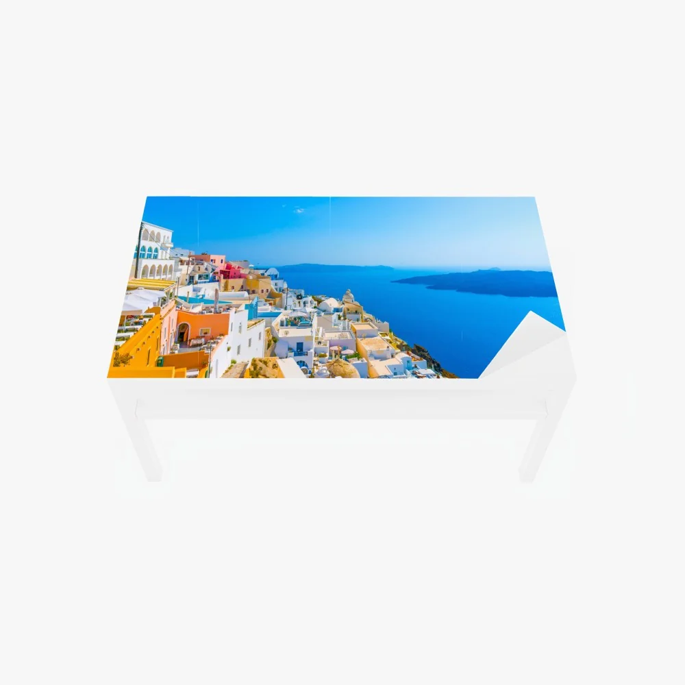 Naklejka na biurko i stół słoneczny widok na kalderę Santorini – Wallissimo® Naklejka na biurko i stół słoneczny widok na kalderę Santorini – Wallissimo®