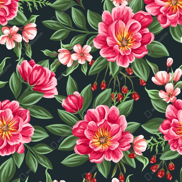 Naklejka na biurko i stół różowy wzór kwiatowy w stylu akwareli na ciemnym tle – Wallissimo® Naklejka na biurko i stół różowy wzór kwiatowy w stylu akwareli na ciemnym tle – Wallissimo®