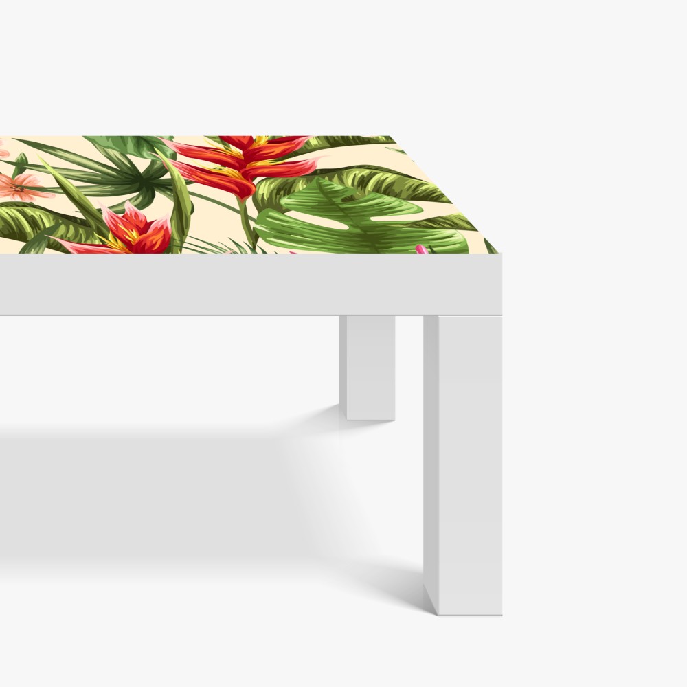 Naklejka na biurko i stół tropikalny wzór kwiatowy z hibiskusem i plumerią – Wallissimo® Naklejka na biurko i stół tropikalny wzór kwiatowy z hibiskusem i plumerią – Wallissimo®