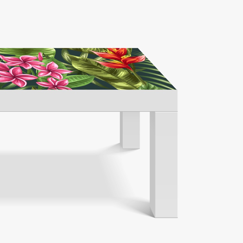 Naklejka na biurko i stół tropikalny wzór hibiskusa i plumerii – Wallissimo® Naklejka na biurko i stół tropikalny wzór hibiskusa i plumerii – Wallissimo®