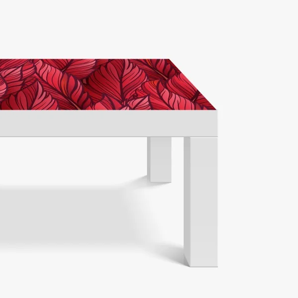 Naklejka na biurko i stół czerwony botaniczny wzór liści – Wallissimo® Naklejka na biurko i stół czerwony botaniczny wzór liści – Wallissimo®