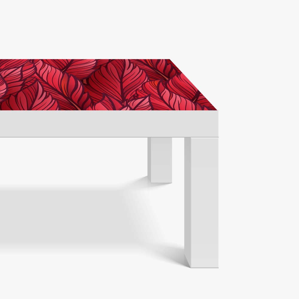 Naklejka na biurko i stół czerwony botaniczny wzór liści – Wallissimo® Naklejka na biurko i stół czerwony botaniczny wzór liści – Wallissimo®