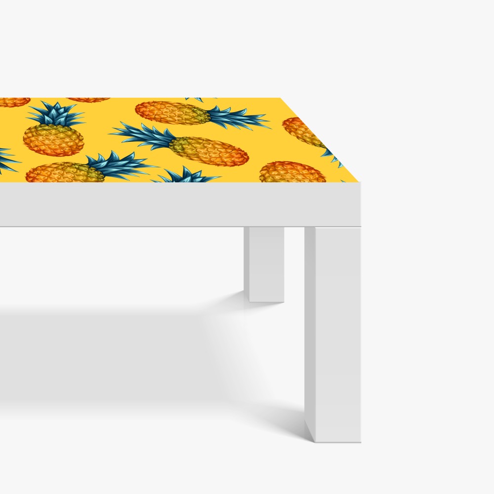 Naklejka na biurko i stół tropikalny wzór z ananasami na żółtym tle – Wallissimo® Naklejka na biurko i stół tropikalny wzór z ananasami na żółtym tle – Wallissimo®