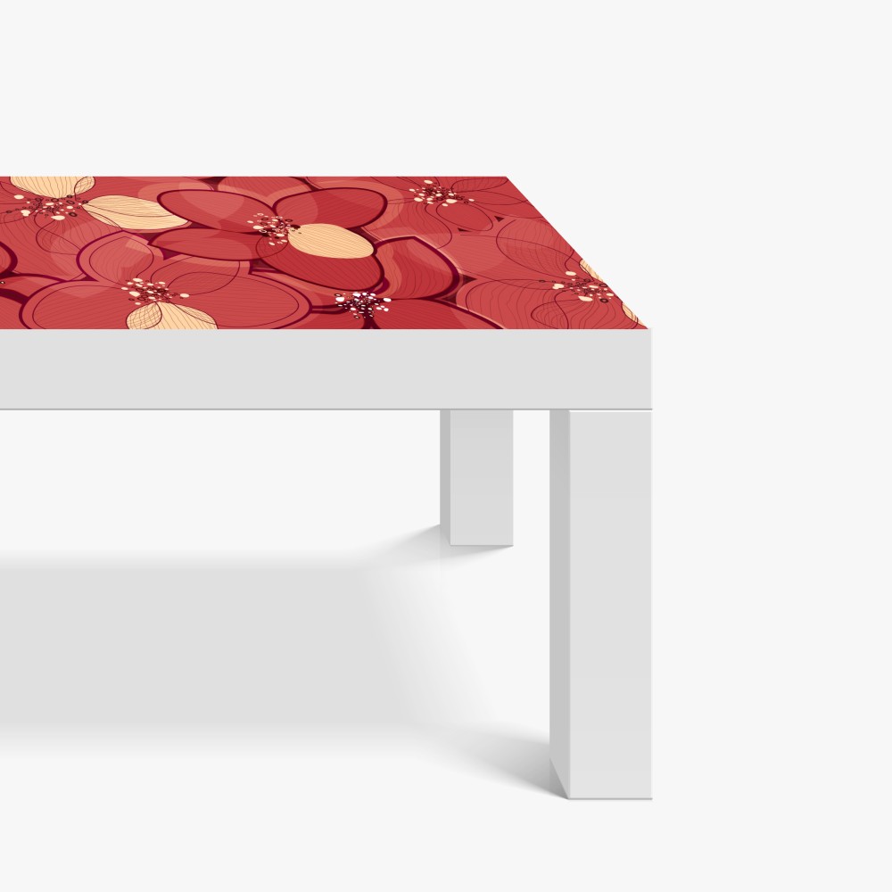 Naklejka na biurko i stół czerwony kwiatowy wzór z beżowymi środkami – Wallissimo® Naklejka na biurko i stół czerwony kwiatowy wzór z beżowymi środkami – Wallissimo®