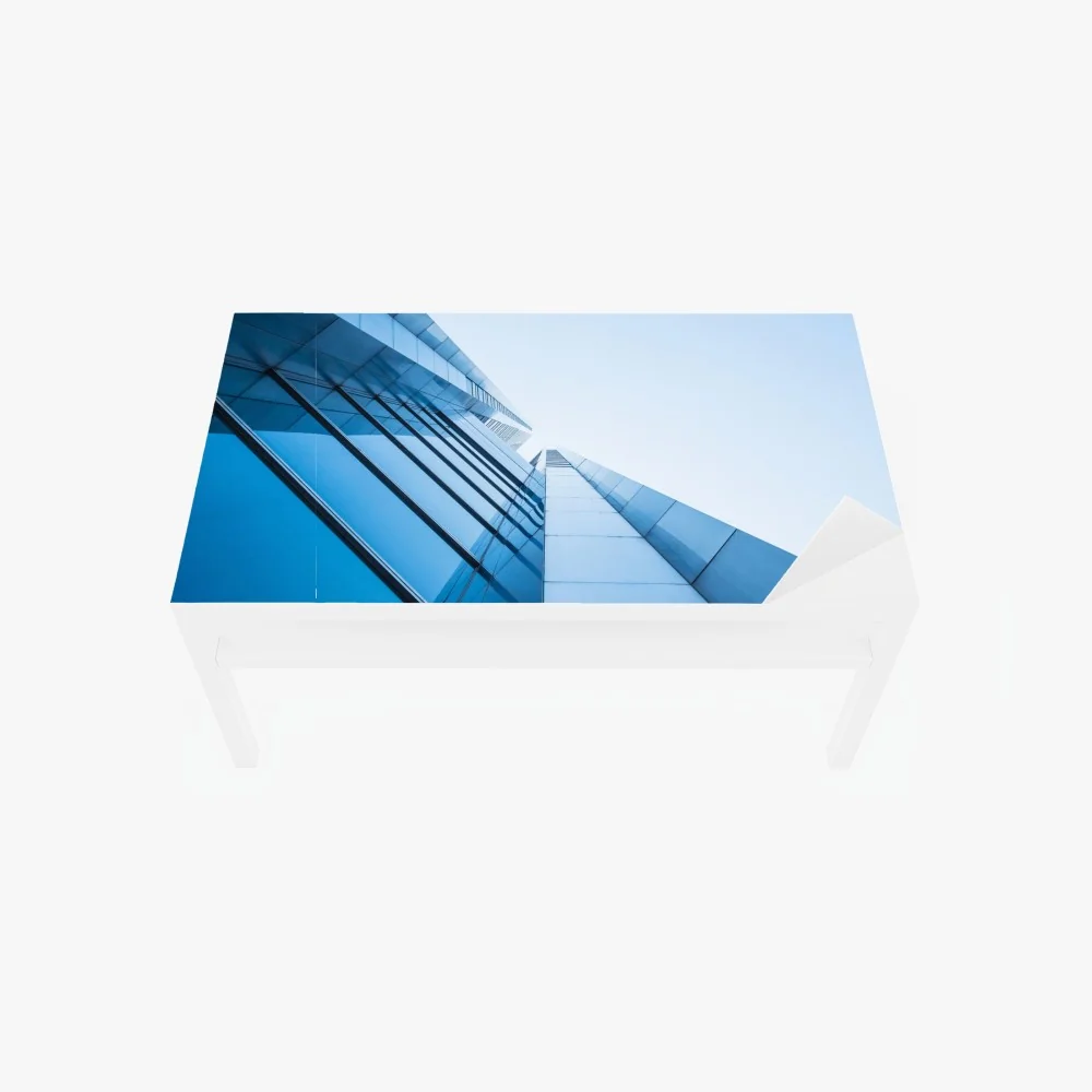 Naklejka na biurko i stół nowoczesna niebieska szklana elewacja – Wallissimo® Naklejka na biurko i stół nowoczesna niebieska szklana elewacja – Wallissimo®