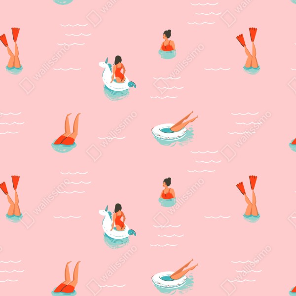 Naklejka na biurko i stół zabawny pastelowy wzór basenowy – Wallissimo® Naklejka na biurko i stół zabawny pastelowy wzór basenowy – Wallissimo®