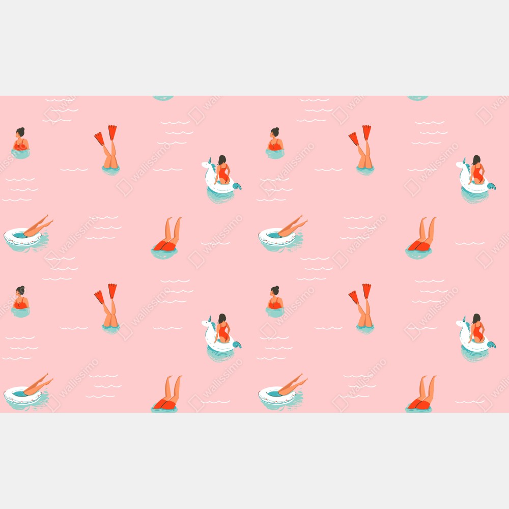 Naklejka na biurko i stół zabawny pastelowy wzór basenowy – Wallissimo® Naklejka na biurko i stół zabawny pastelowy wzór basenowy – Wallissimo®