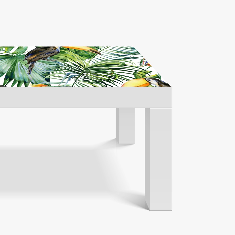 Naklejka na biurko i stół akwarelowy tukan w tropikalnym wzorze – Wallissimo® Naklejka na biurko i stół akwarelowy tukan w tropikalnym wzorze – Wallissimo®