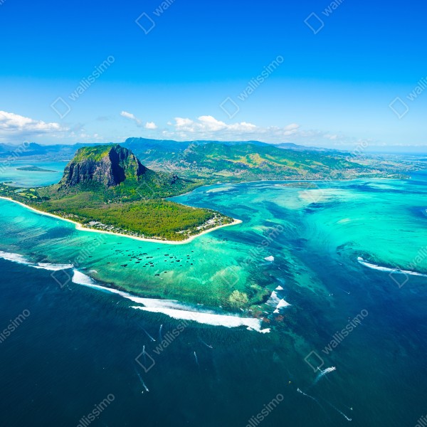 Naklejka na biurko i stół Le Morne turkusowa laguna panorama – Wallissimo® Naklejka na biurko i stół Le Morne turkusowa laguna panorama – Wallissimo®