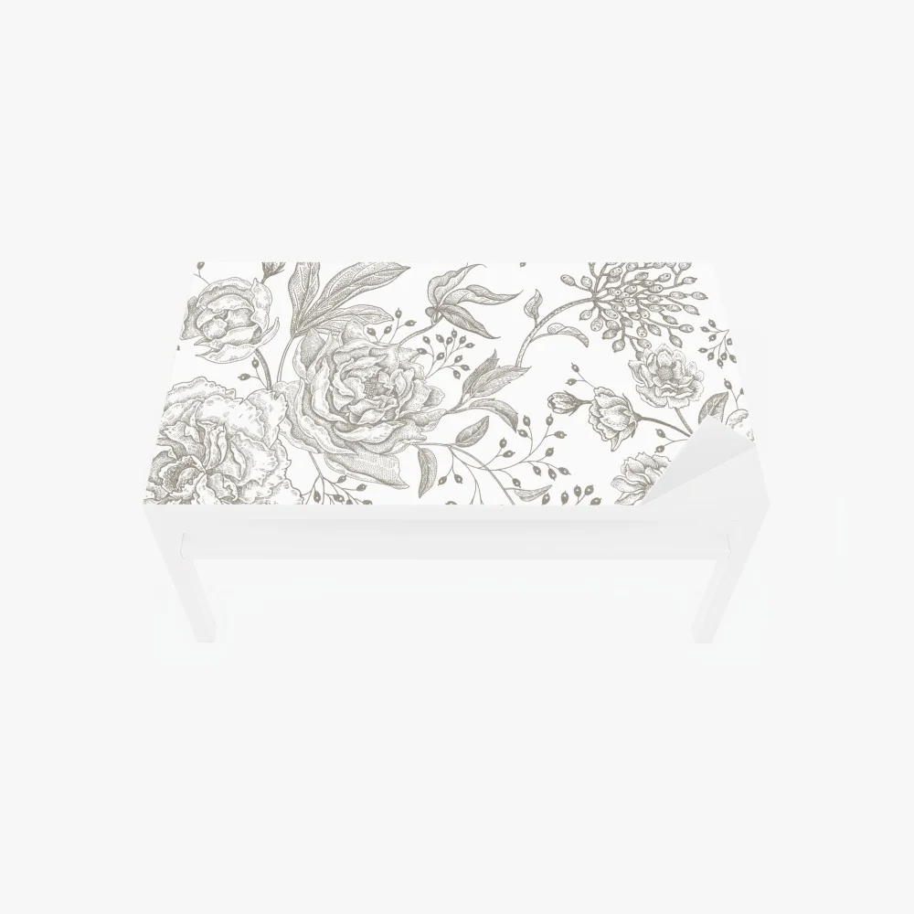 Naklejka na biurko i stół delikatny botaniczny wzór kwiatowy w stylu vintage – Wallissimo® Naklejka na biurko i stół delikatny botaniczny wzór kwiatowy w stylu vintage – Wallissimo®