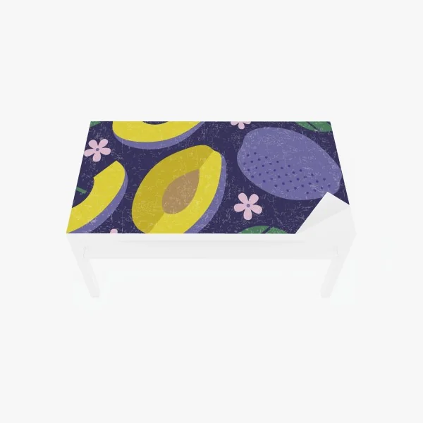 Naklejka na biurko i stół radosny wzór ze śliwkami i liśćmi