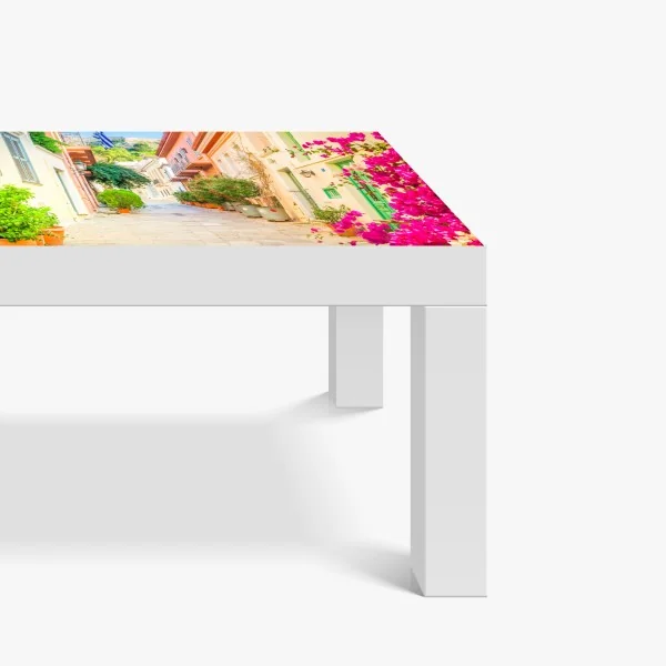 Naklejka na biurko i stół intensywny koralowy wzór kwiatowy na czarnym tle – Wallissimo®