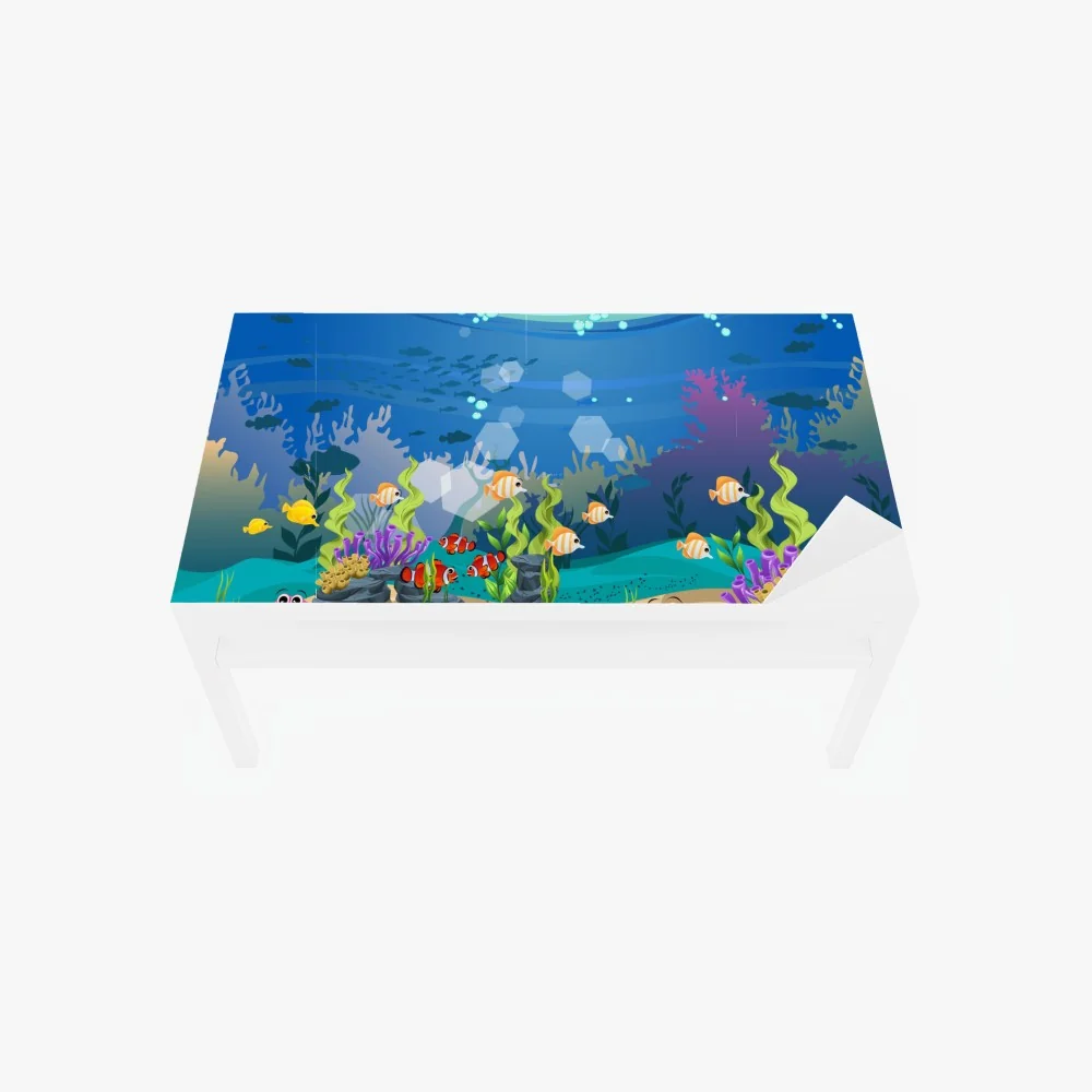Naklejka na biurko i stół zabawna podwodna scena z rafą koralową – Wallissimo® Naklejka na biurko i stół zabawna podwodna scena z rafą koralową – Wallissimo®