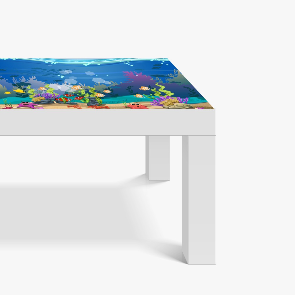 Naklejka na biurko i stół zabawna podwodna scena z rafą koralową – Wallissimo® Naklejka na biurko i stół zabawna podwodna scena z rafą koralową – Wallissimo®