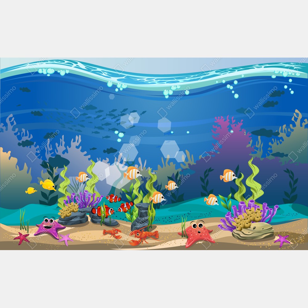 Naklejka na biurko i stół zabawna podwodna scena z rafą koralową – Wallissimo® Naklejka na biurko i stół zabawna podwodna scena z rafą koralową – Wallissimo®