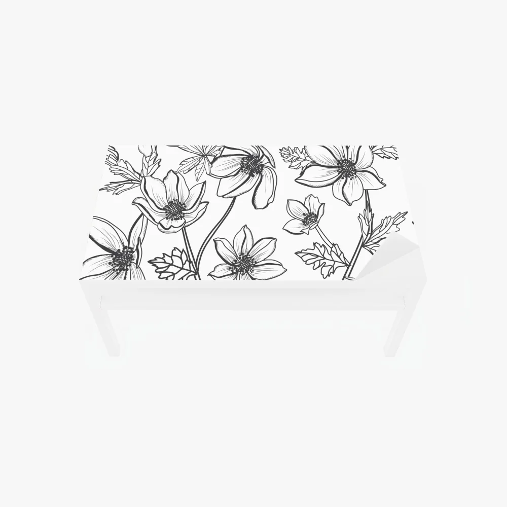 Naklejka na biurko i stół botaniczny rysunek kwiatowy – Wallissimo® Naklejka na biurko i stół botaniczny rysunek kwiatowy – Wallissimo®