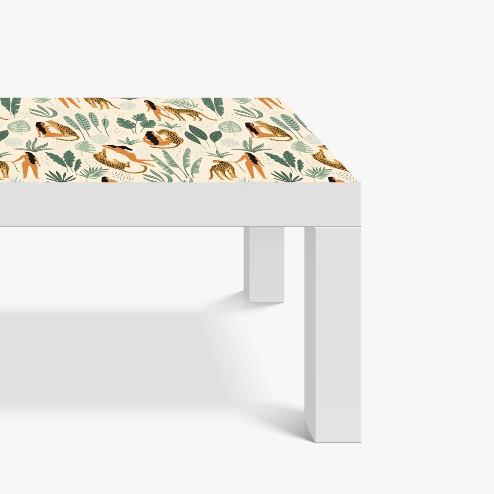 Naklejka na biurko i stół egzotyczny wzór z gepardami i liśćmi – Wallissimo® Naklejka na biurko i stół egzotyczny wzór z gepardami i liśćmi – Wallissimo®