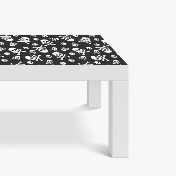 Naklejka na biurko i stół biały wzór czaszek na szarym tle – Wallissimo® Naklejka na biurko i stół biały wzór czaszek na szarym tle – Wallissimo®