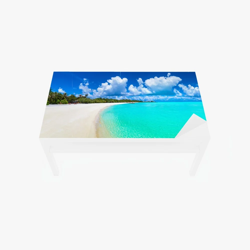 Naklejka na biurko i stół Malediwy turkusowa plaża panorama – Wallissimo® Naklejka na biurko i stół Malediwy turkusowa plaża panorama – Wallissimo®