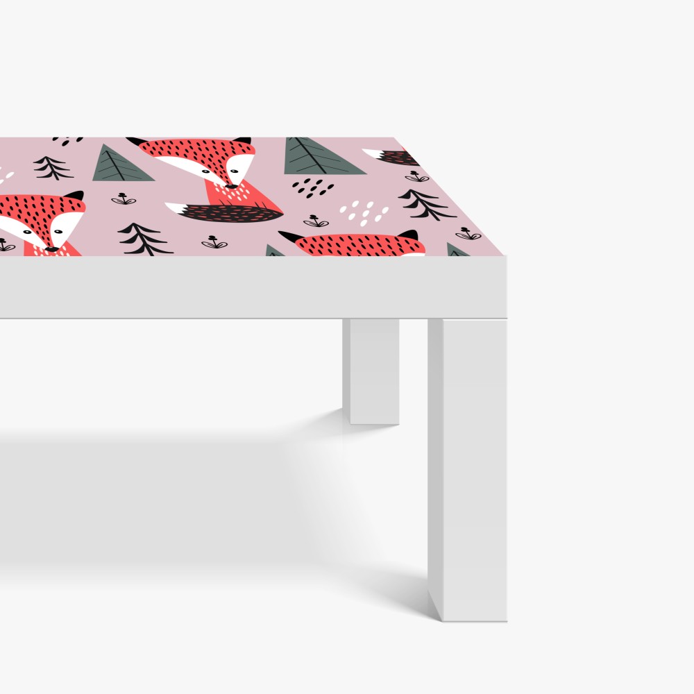 Naklejka na biurko i stół zabawny wzór z lisami w lesie – Wallissimo® Naklejka na biurko i stół zabawny wzór z lisami w lesie – Wallissimo®