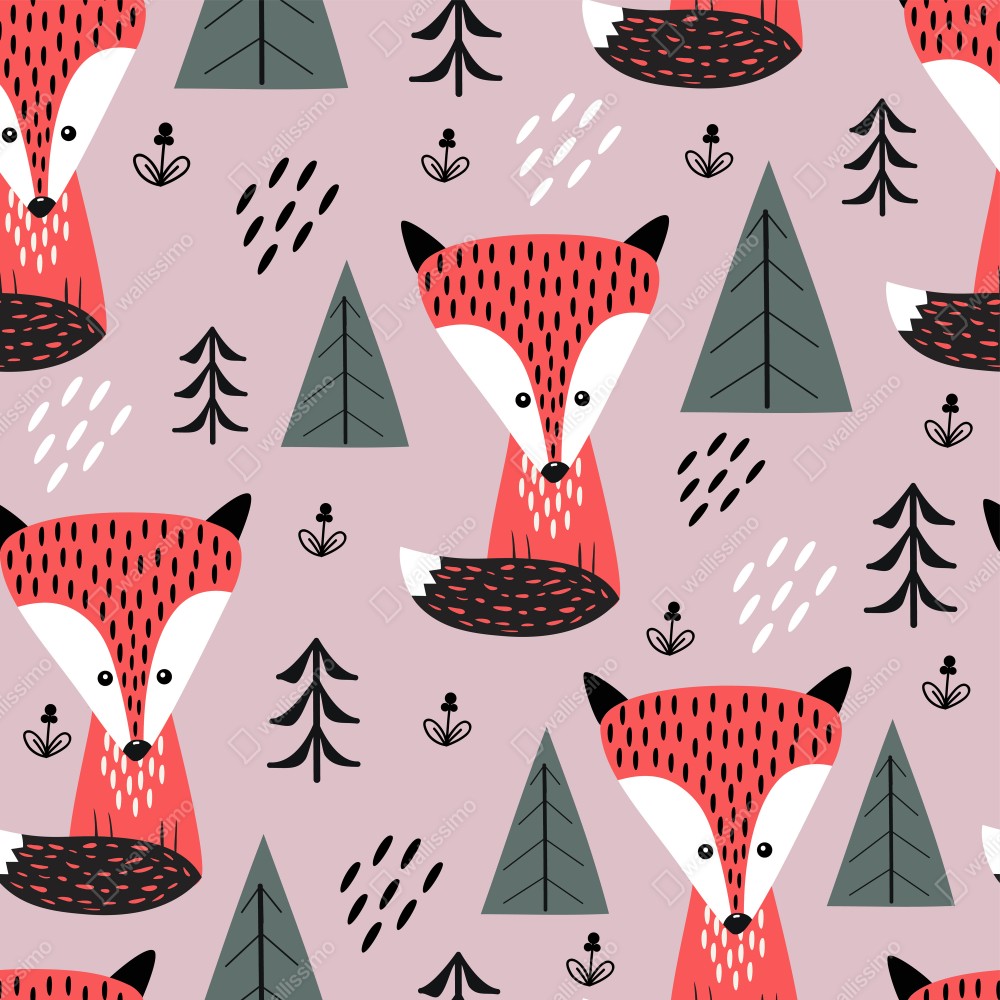 Naklejka na biurko i stół zabawny wzór z lisami w lesie – Wallissimo® Naklejka na biurko i stół zabawny wzór z lisami w lesie – Wallissimo®