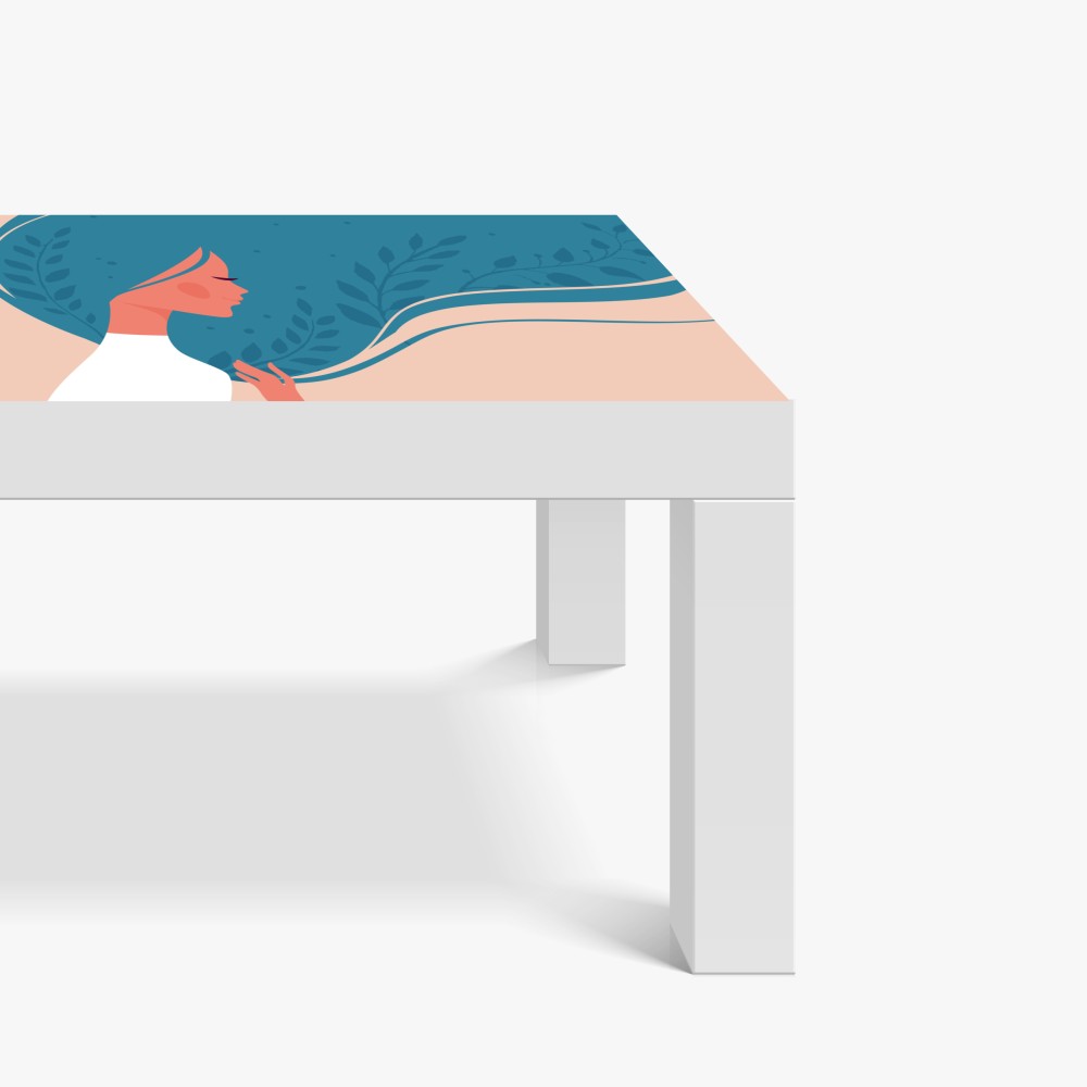 Naklejka na biurko i stół spokojny kwiatowy profil z falującymi włosami – Wallissimo® Naklejka na biurko i stół spokojny kwiatowy profil z falującymi włosami – Wallissimo®