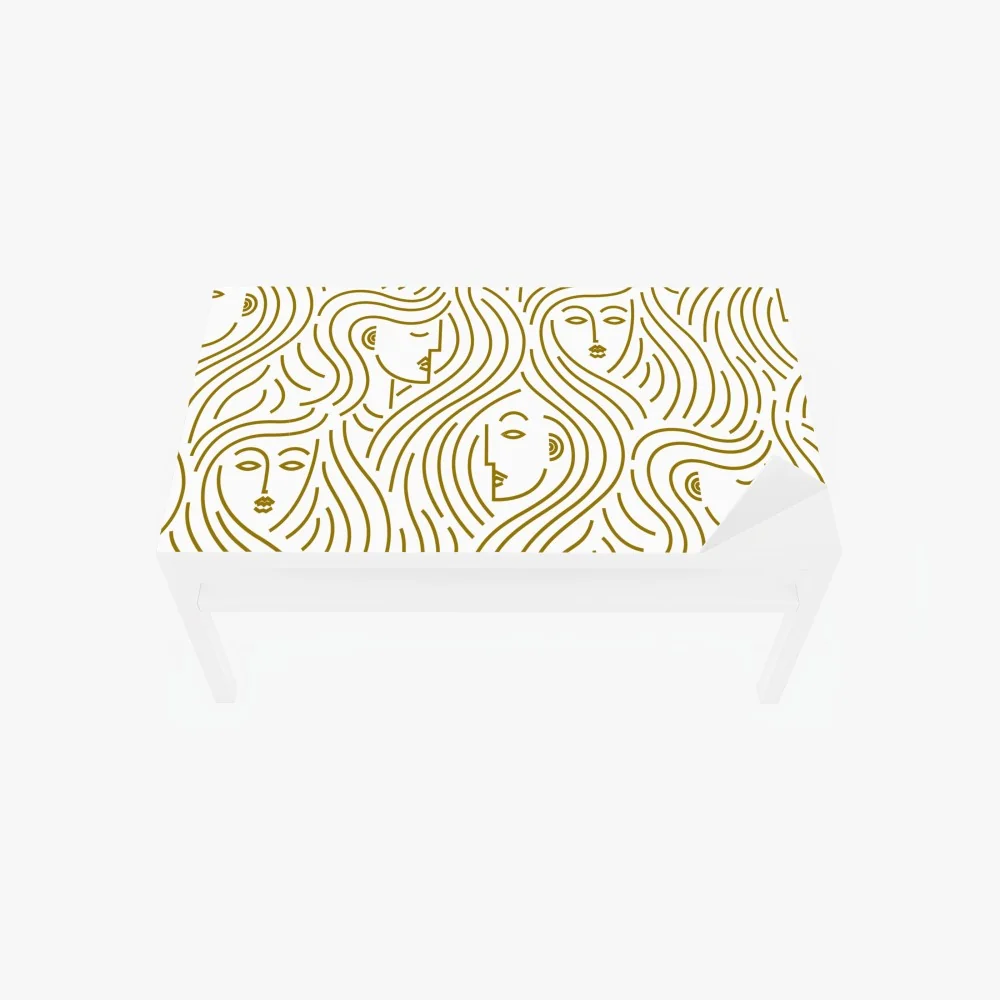 Naklejka na biurko i stół złote fale i abstrakcyjne twarze bezszwowy wzór – Wallissimo® Naklejka na biurko i stół złote fale i abstrakcyjne twarze bezszwowy wzór – Wallissimo®