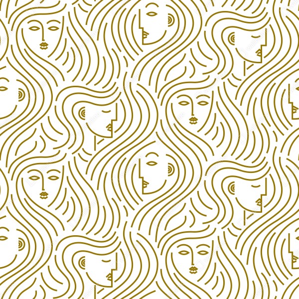 Naklejka na biurko i stół złote fale i abstrakcyjne twarze bezszwowy wzór – Wallissimo® Naklejka na biurko i stół złote fale i abstrakcyjne twarze bezszwowy wzór – Wallissimo®