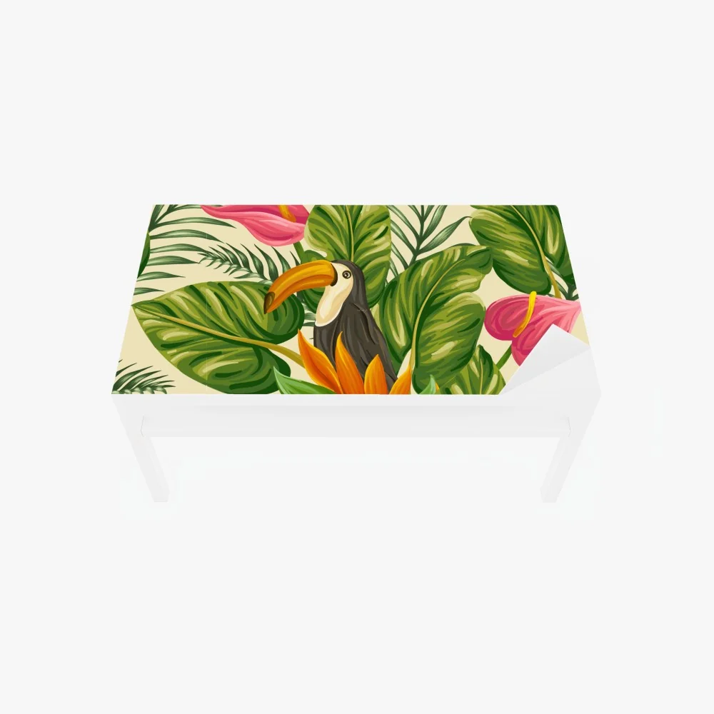 Naklejka na biurko i stół tropikalny wzór botaniczny z tukanem – Wallissimo® Naklejka na biurko i stół tropikalny wzór botaniczny z tukanem – Wallissimo®