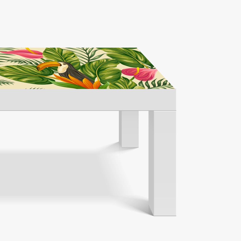 Naklejka na biurko i stół tropikalny wzór botaniczny z tukanem – Wallissimo® Naklejka na biurko i stół tropikalny wzór botaniczny z tukanem – Wallissimo®