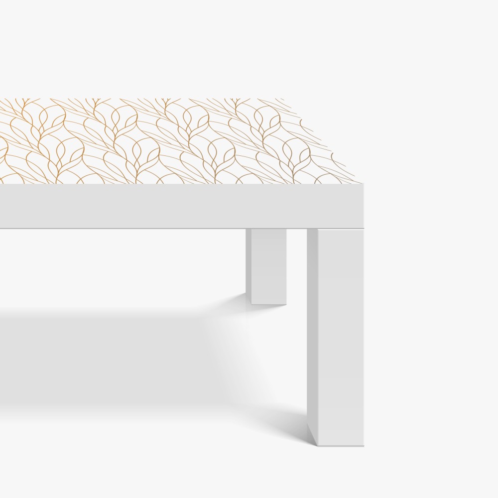 Naklejka na biurko i stół złoty wzór liści na białym tle – Wallissimo® Naklejka na biurko i stół złoty wzór liści na białym tle – Wallissimo®