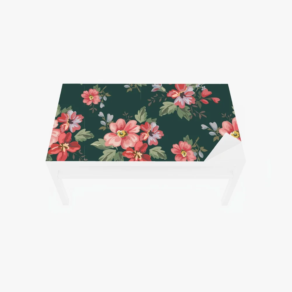 Naklejka na biurko i stół vintage różowy wzór kwiatowy na głębokiej zieleni – Wallissimo® Naklejka na biurko i stół vintage różowy wzór kwiatowy na głębokiej zieleni – Wallissimo®