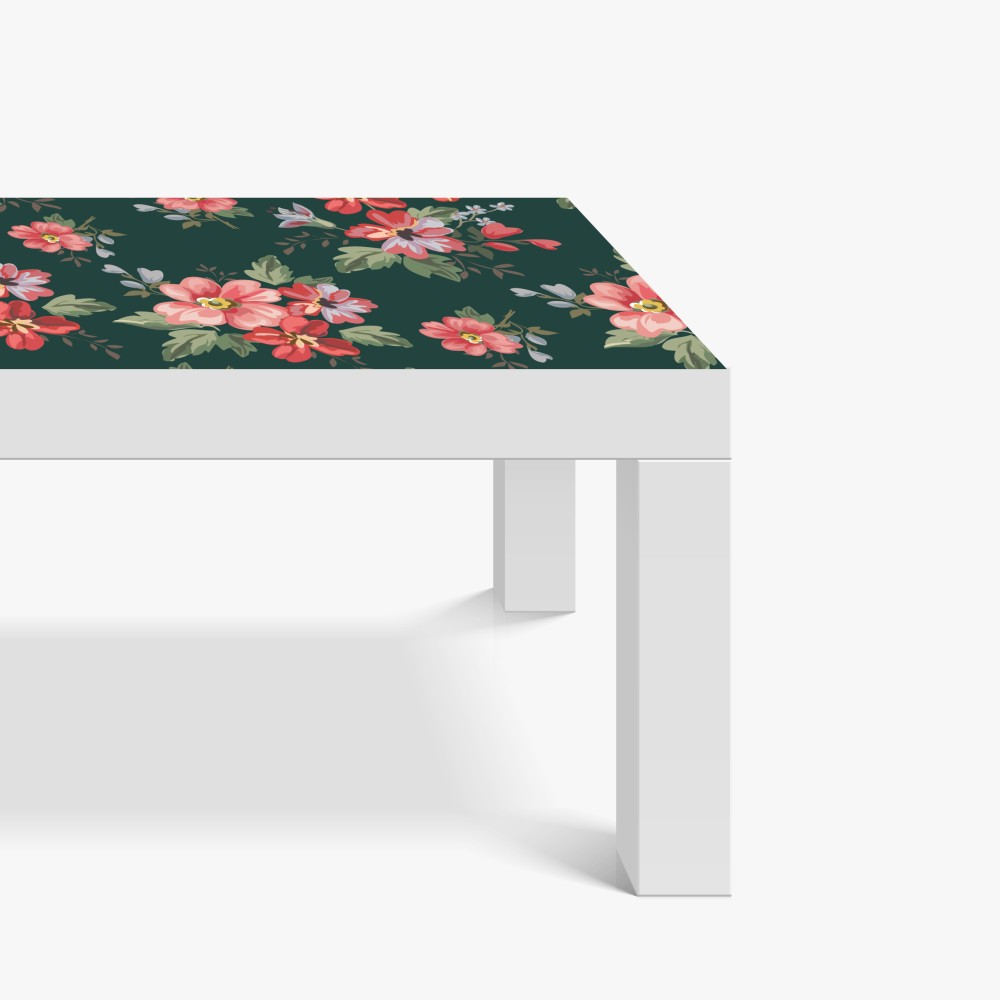 Naklejka na biurko i stół vintage różowy wzór kwiatowy na głębokiej zieleni – Wallissimo® Naklejka na biurko i stół vintage różowy wzór kwiatowy na głębokiej zieleni – Wallissimo®