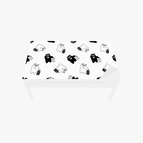 Naklejka na biurko i stół wzór wędrujących misiów