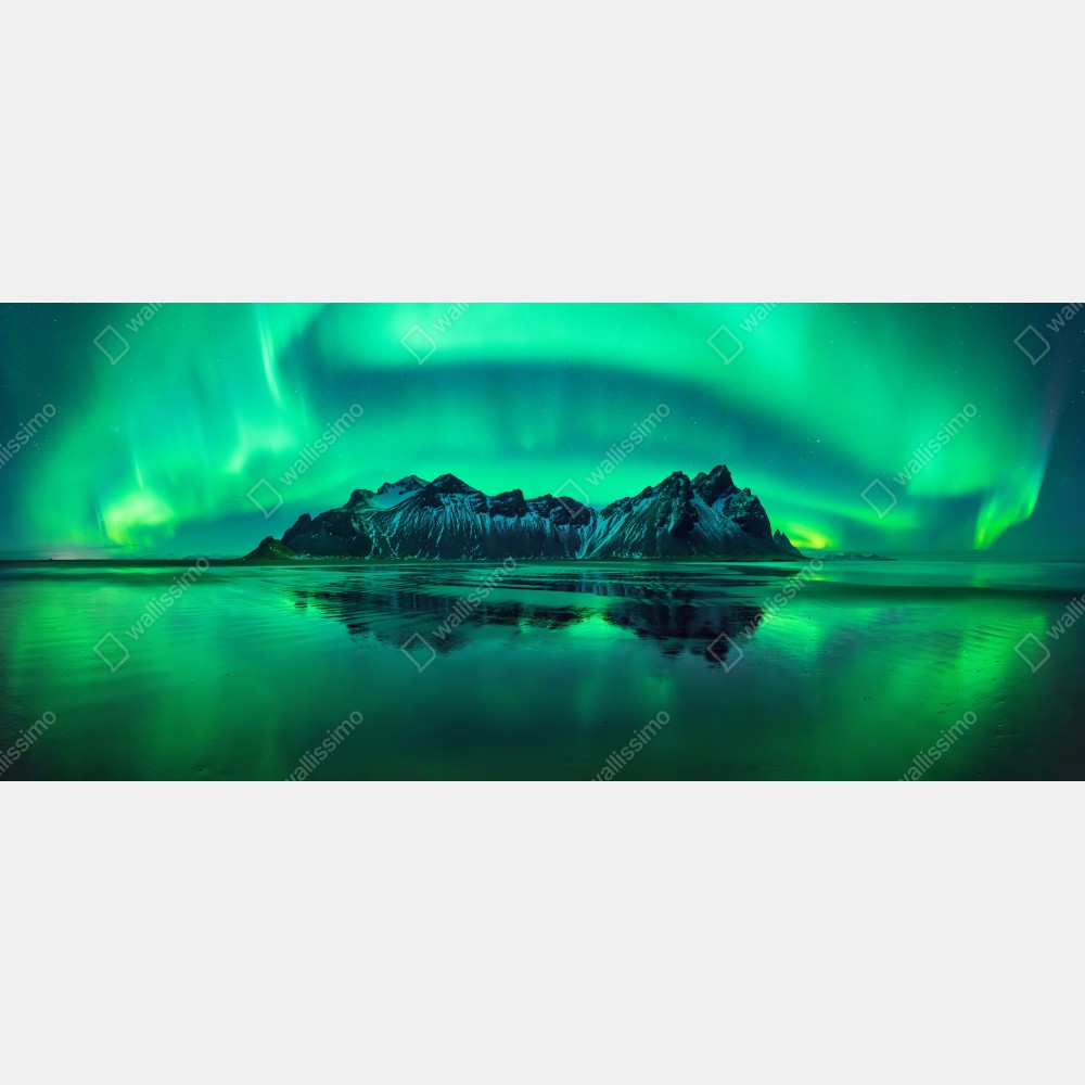 Naklejka na biurko i stół zorza nad Vestrahornem, Stokksnes – Wallissimo® Naklejka na biurko i stół zorza nad Vestrahornem, Stokksnes – Wallissimo®