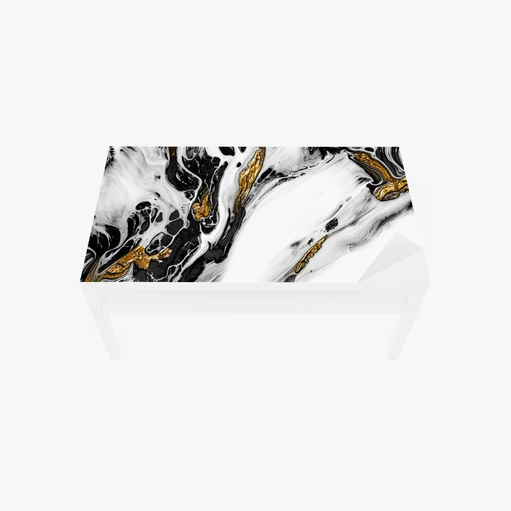 Naklejka na biurko i stół czarno-biała abstrakcja ze złotymi żyłami – Wallissimo® Naklejka na biurko i stół czarno-biała abstrakcja ze złotymi żyłami – Wallissimo®